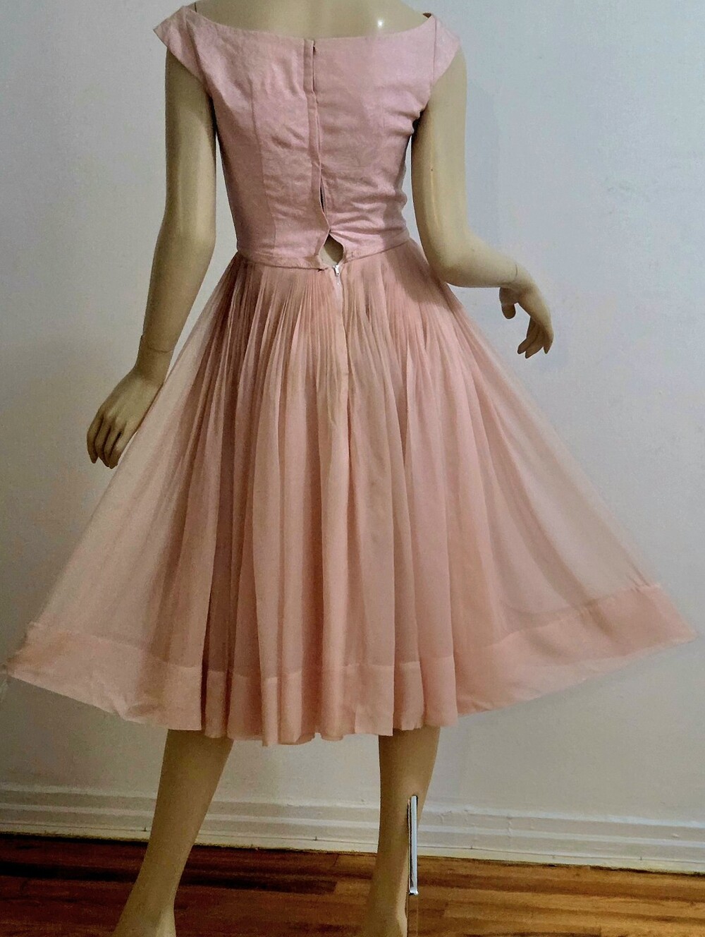 Vtg 50s Frederick& Nelson Ballet Pink Fit&!Flare Dress - Picture 6 of 6